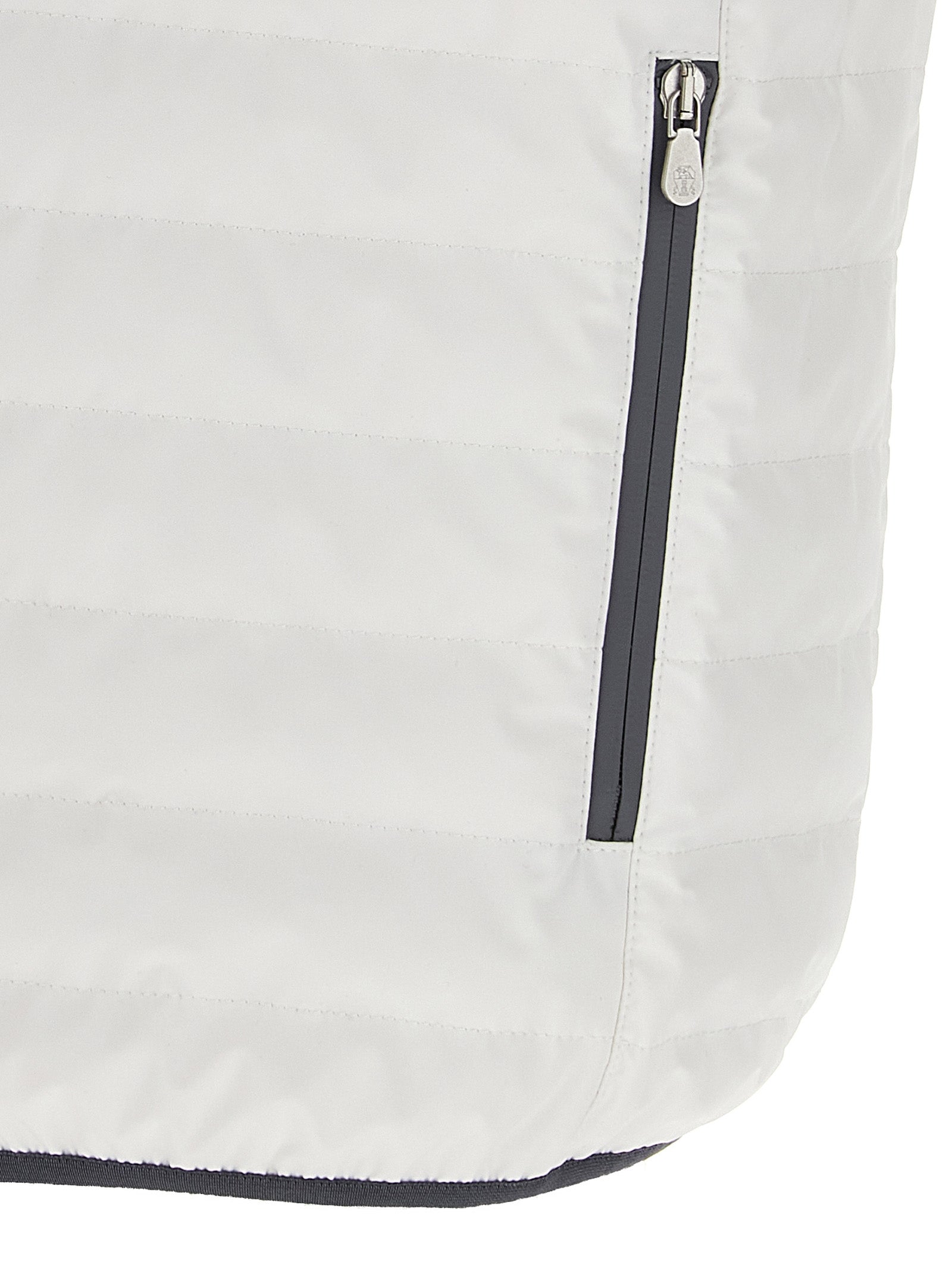 Hooded Vest by Brunello Cucinelli for men in polyamide & goose-down white features a stylish silhouette, showcasing distinct pockets, hooded & insulated and a refined for a truly stylish finish.