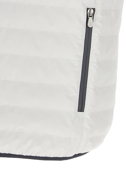Hooded Vest by Brunello Cucinelli for men in polyamide & goose-down white features a stylish silhouette, showcasing distinct pockets, hooded & insulated and a refined for a truly stylish finish.