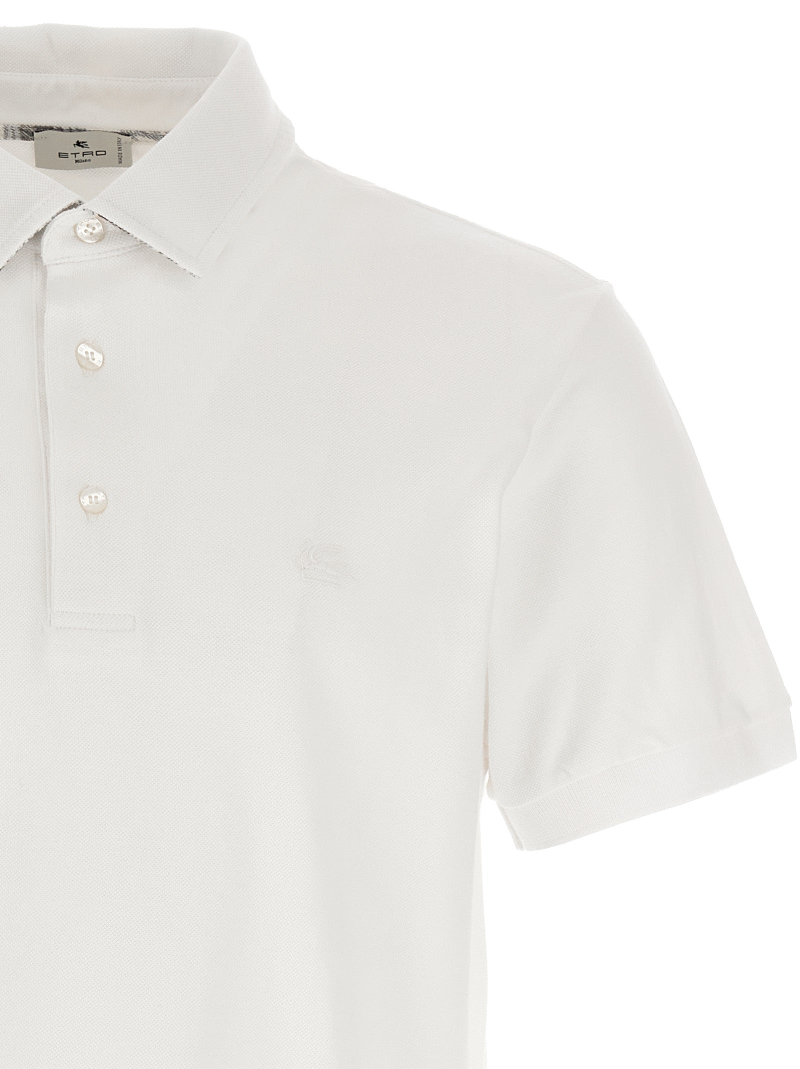 Polo Shirt by Etro for men in cotton white, paisley, floral & print features a eye catching silhouette, showcasing a refined and for a eye catching finish.