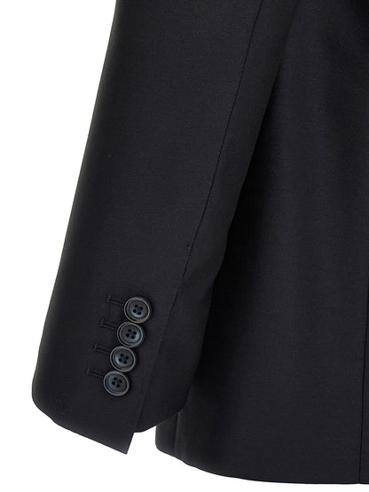 Pant Suit by Dolce & Gabbana for men in silk canvas & virgin wool blue presents a sublime silhouette, showcasing a sophisticated and a sublime straight-leg that exemplifies modern elegance.