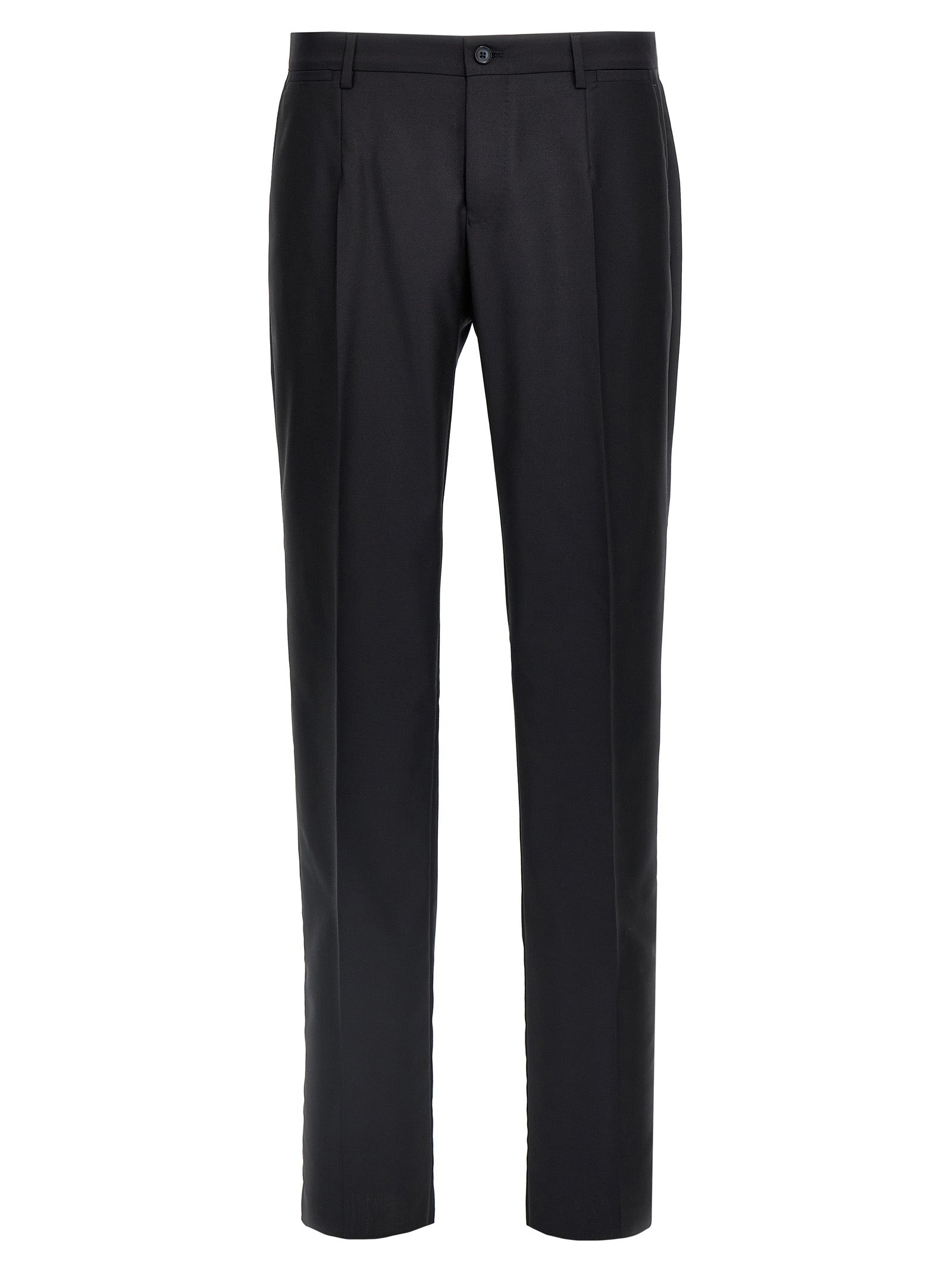 This Pant Suit by Dolce & Gabbana for men in silk canvas & virgin wool blue presents a discerning silhouette, featuring a sophisticated and a discerning straight-leg for a refined and polished look.