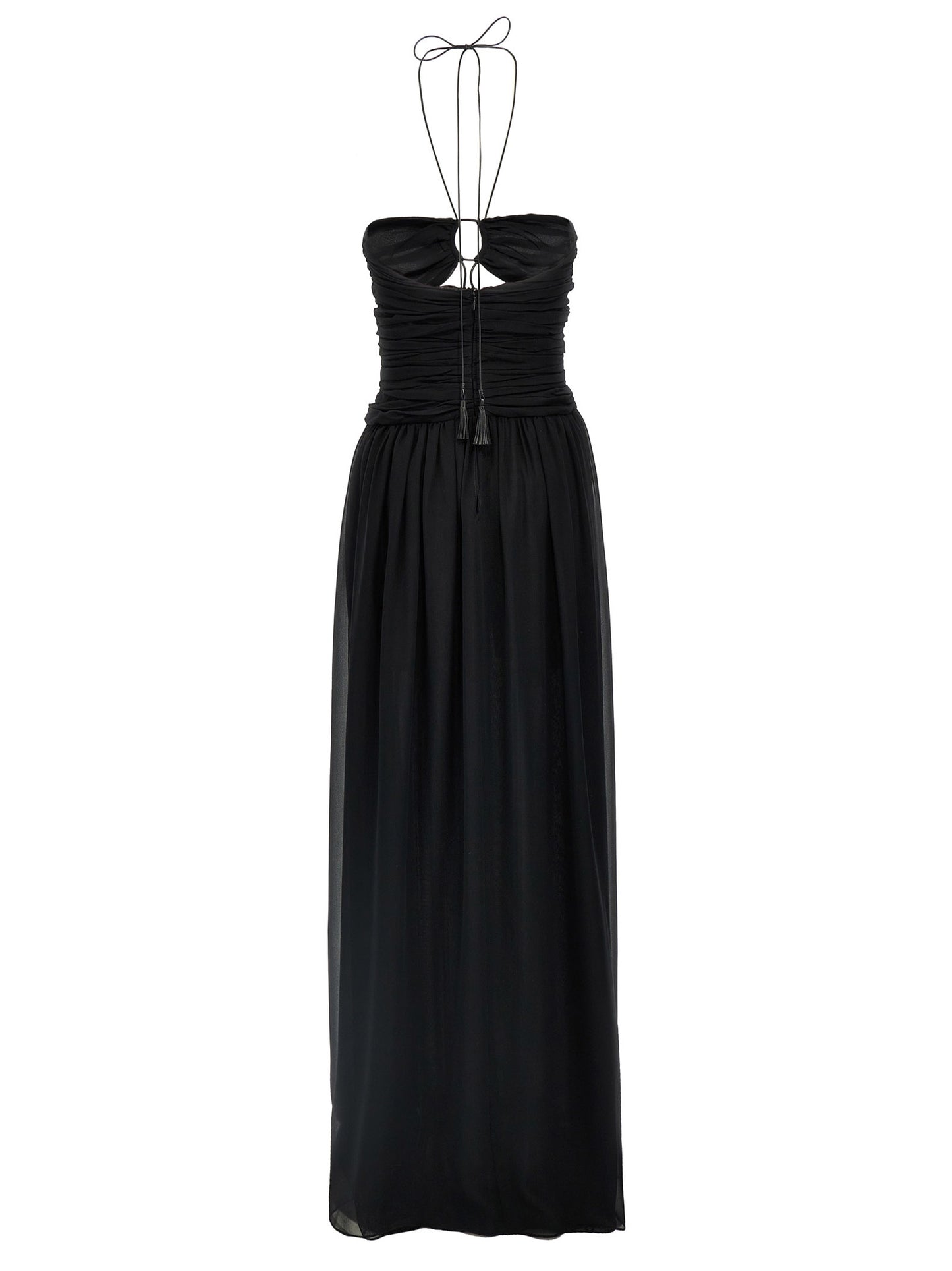 Dress by Tom Ford for women in silk black features an magnificent silhouette, artfully detailed with a magnificent and that flows into an magnificent maxi long.
