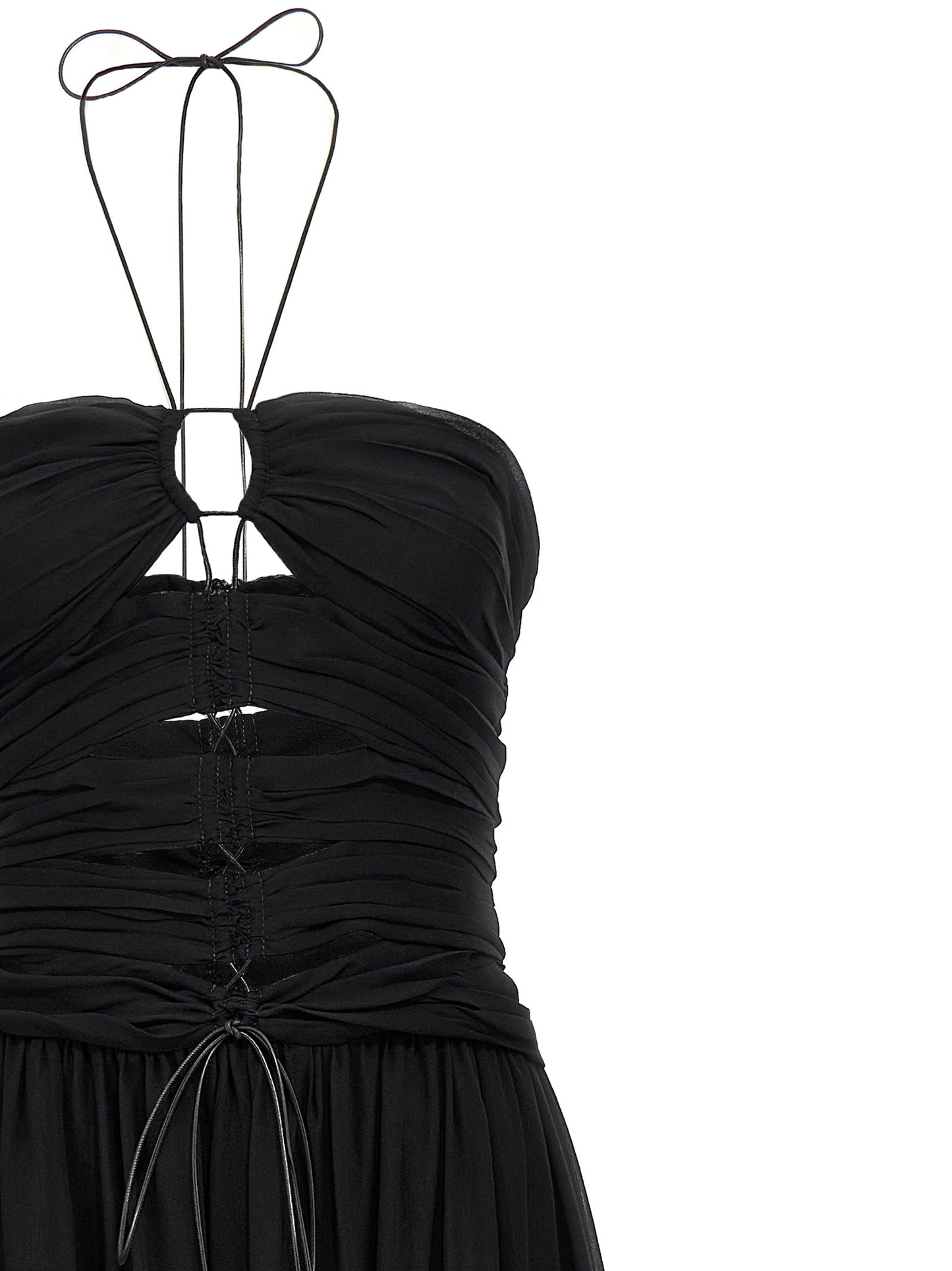 Dress by Tom Ford for women in silk black presents a sinuous silhouette, showcasing a sophisticated and detailed with a sinuous maxi long for a refined finish.