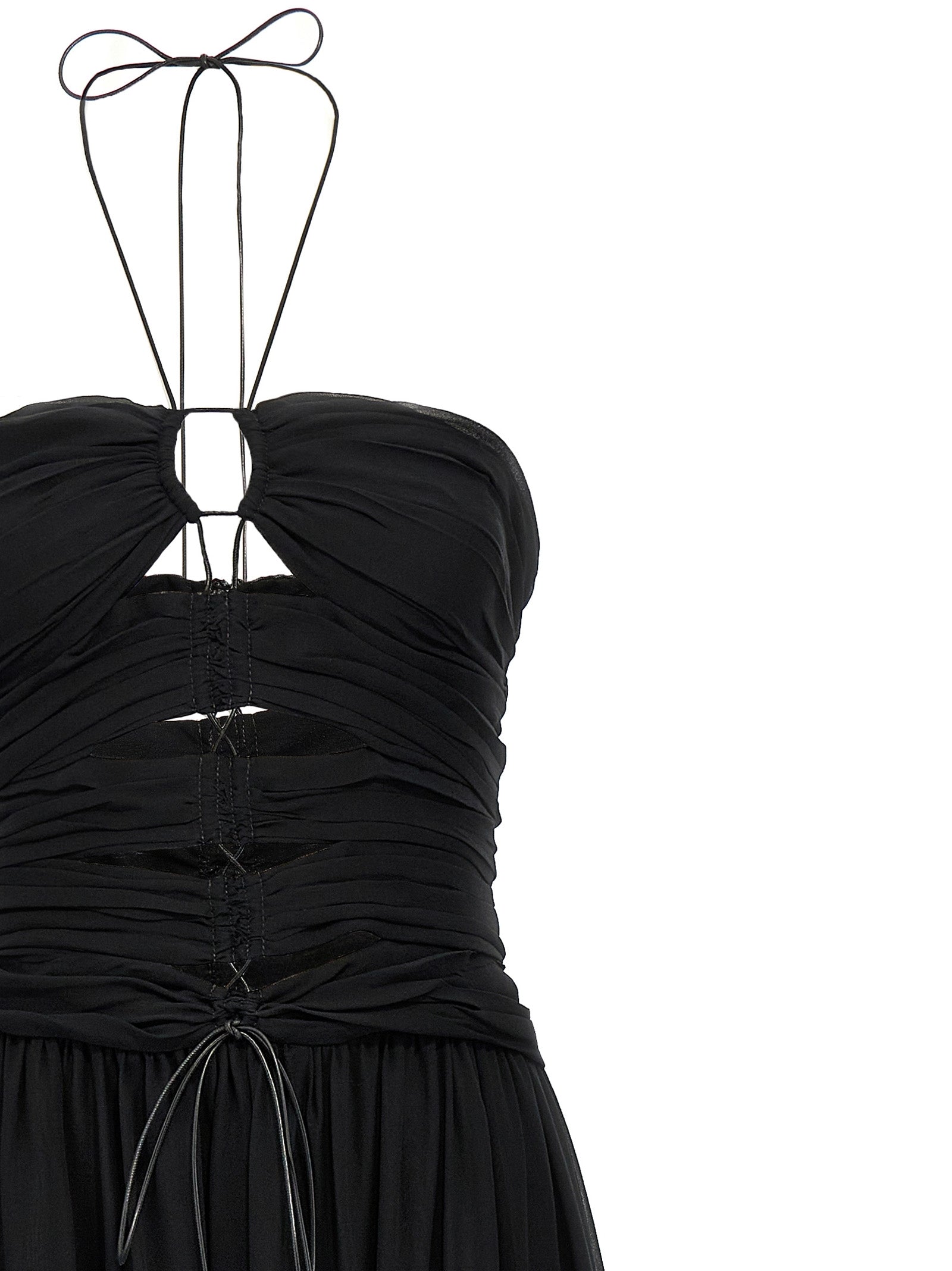 Dress by Tom Ford for women in silk black presents a sinuous silhouette, showcasing a sophisticated and detailed with a sinuous maxi long for a refined finish.