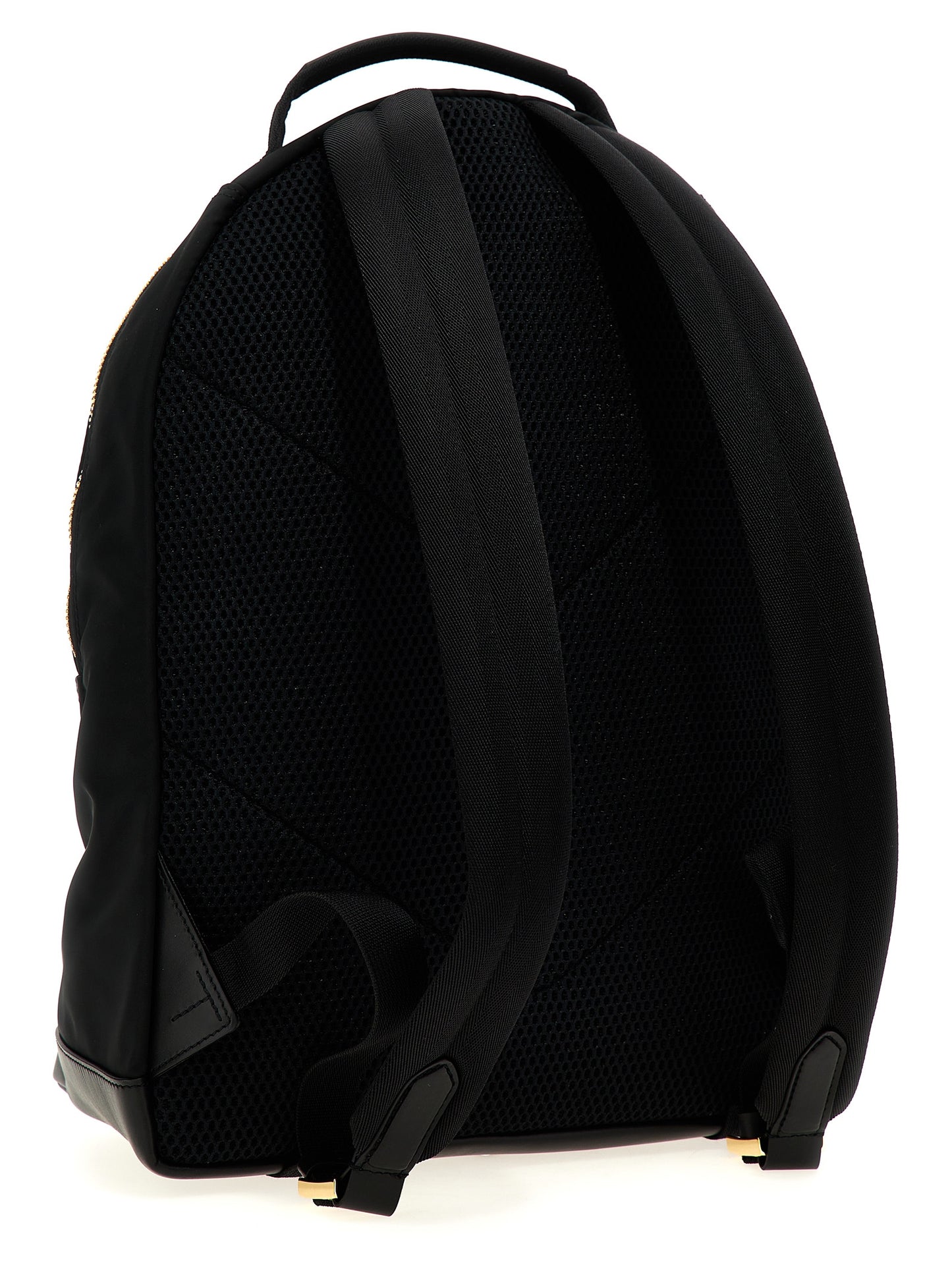 Travel Backpack by Tom Ford for men in calf leather & poly nylon black & signature showcases an architectural Calf Leather & Poly Nylon Travel Backpack design, featuring a secure zipper, ample external-pockets, and architectural backpack-strap & adjustable-strap for a sophisticated look.