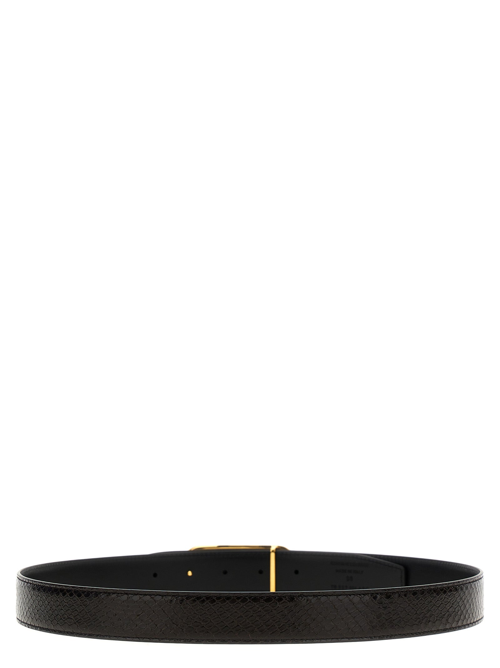 Belt by Tom Ford for men in python leather black, brown, multicolor, signature & print features an artisanal finish, elegantly showcasing the signature style and artisanal craftsmanship of the Python Leather Belt design.