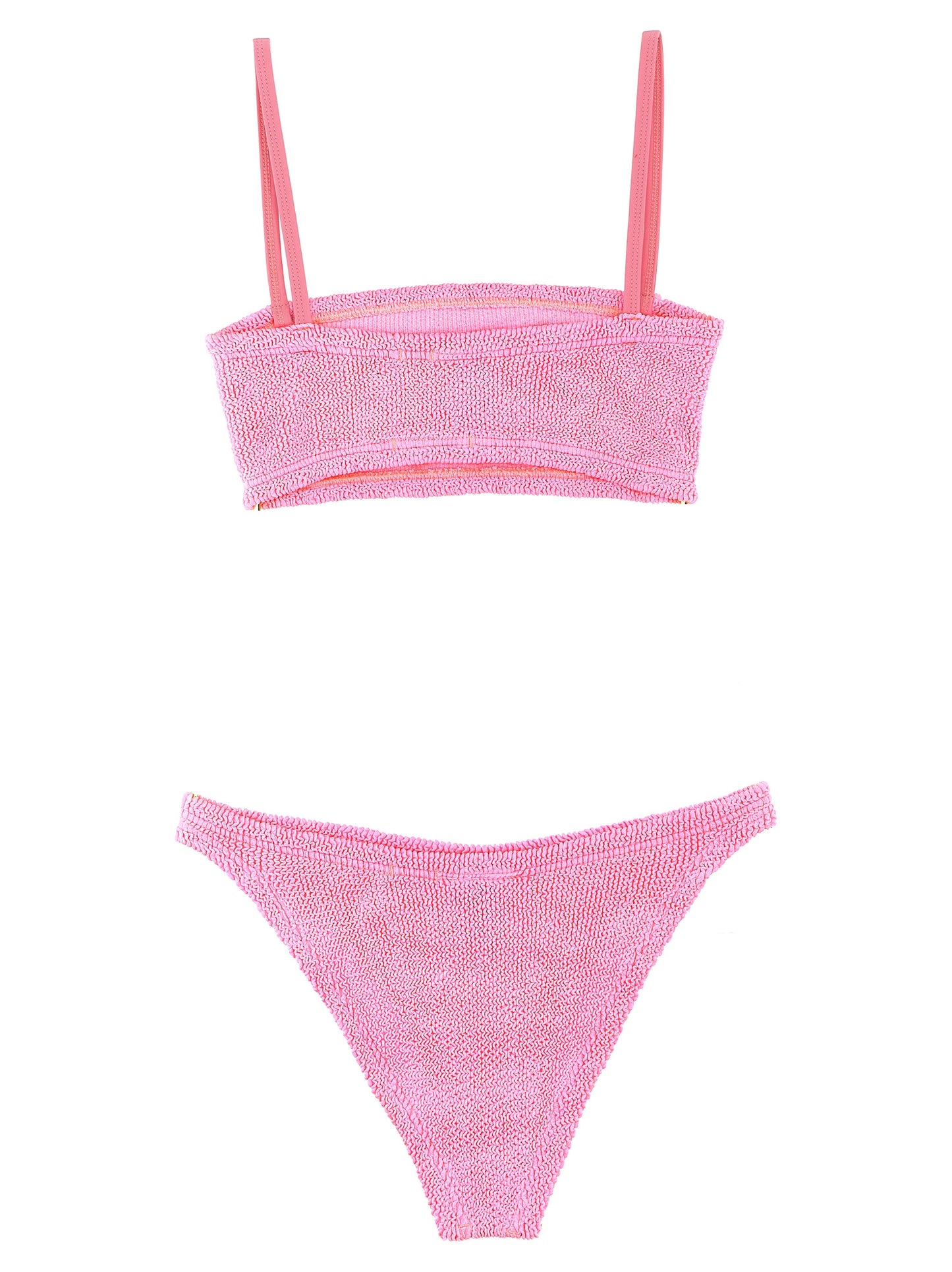 Bikini by Hunza G for women in stretch polyamide multicolor & pink presents a sun-drenched silhouette, showcasing the sun-drenched Gigi Women's Stretch Polyamide Bikini design with a sun-drenched cut for a premium finish.
