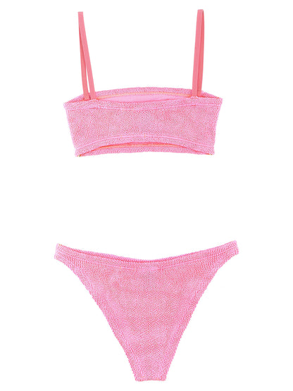 Bikini by Hunza G for women in stretch polyamide multicolor & pink presents a sun-drenched silhouette, showcasing the sun-drenched Gigi Women's Stretch Polyamide Bikini design with a sun-drenched cut for a premium finish.