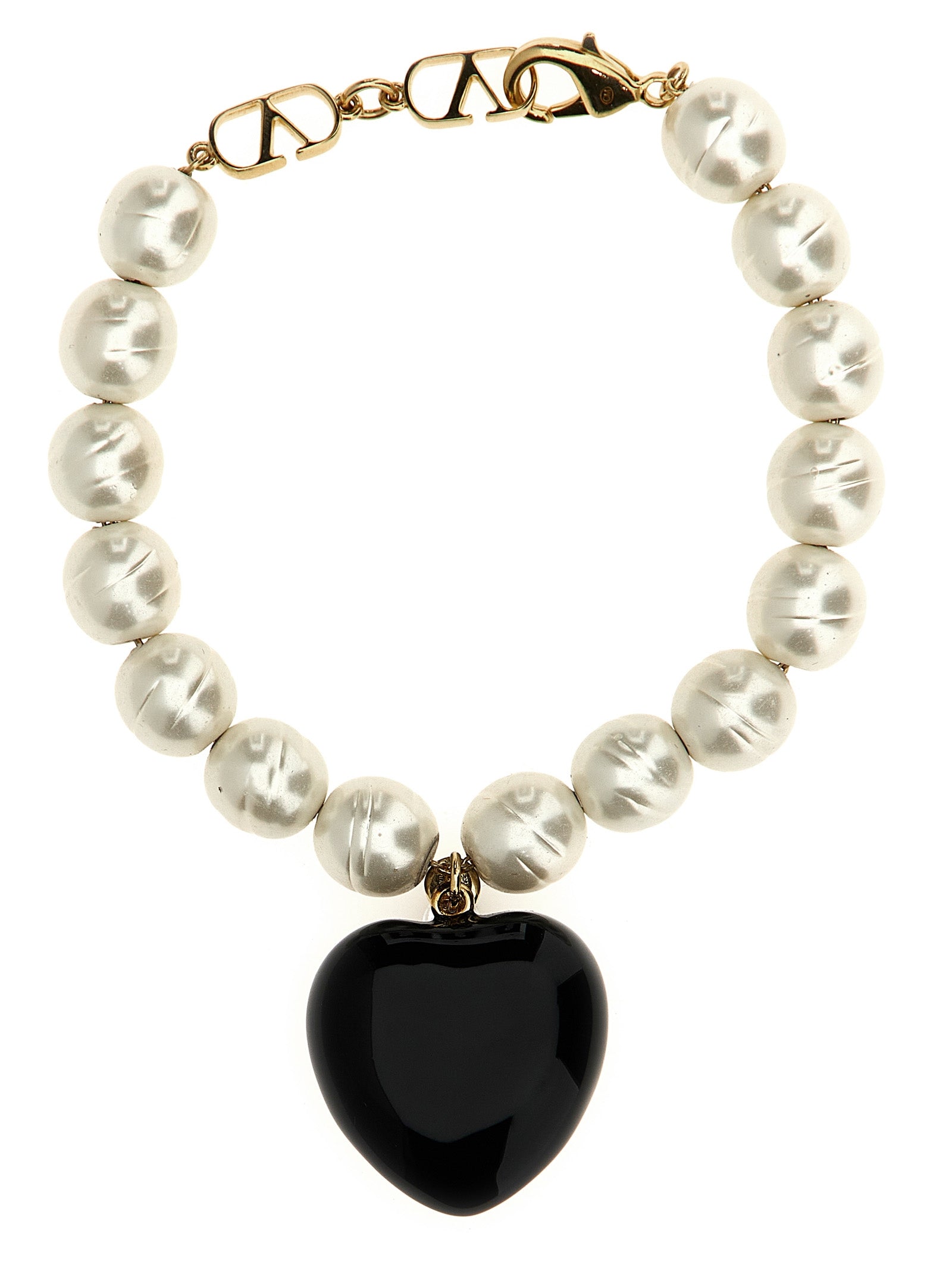 Bracelet by Valentino Garavani for women in calfskin leather black & signature features a architectural silhouette, elegantly showcasing a architectural that defines the V Logo Women's Enamel Brass & Glass Bracelet aesthetic.