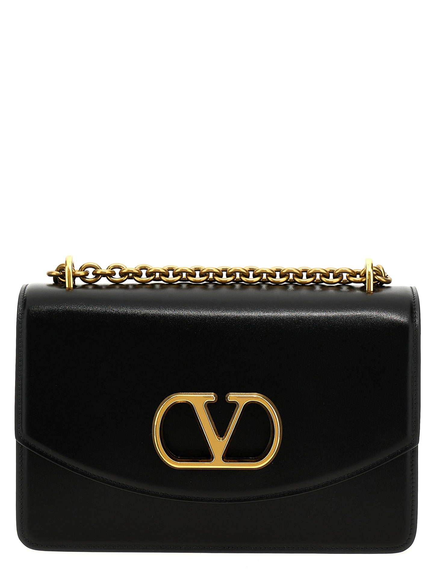 Shoulder Flap Bag by Valentino Garavani for women in calfskin leather black & signature features a effortless sophistication silhouette, secured by a flap & magnetic with ample and versatile shoulder-strap for a effortless sophistication finish.