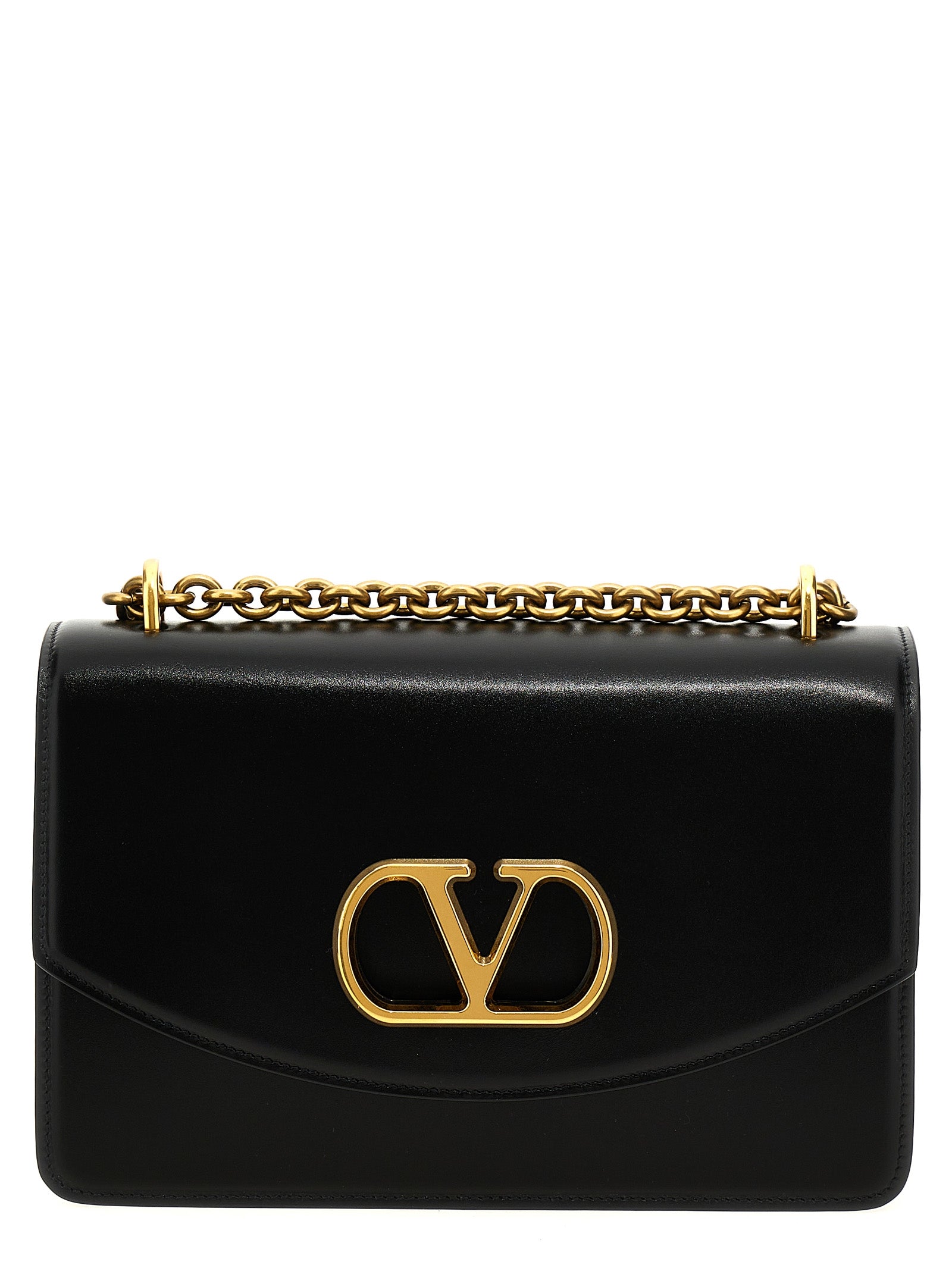 Shoulder Flap Bag by Valentino Garavani for women in calfskin leather black & signature features a effortless sophistication silhouette, secured by a flap & magnetic with ample and versatile shoulder-strap for a effortless sophistication finish.