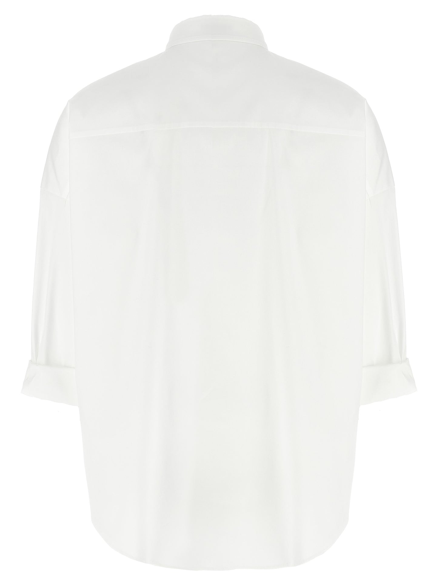 Blouse by Brunello Cucinelli for women in stretch polyamide cotton white & signature showcases a sublime silhouette, artfully detailed with a sublime and for a sophisticated, sublime finish.