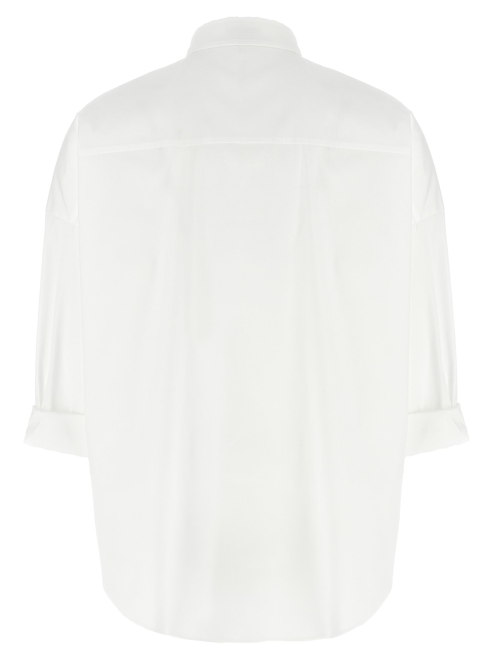 Blouse by Brunello Cucinelli for women in stretch polyamide cotton white & signature showcases a sublime silhouette, artfully detailed with a sublime and for a sophisticated, sublime finish.