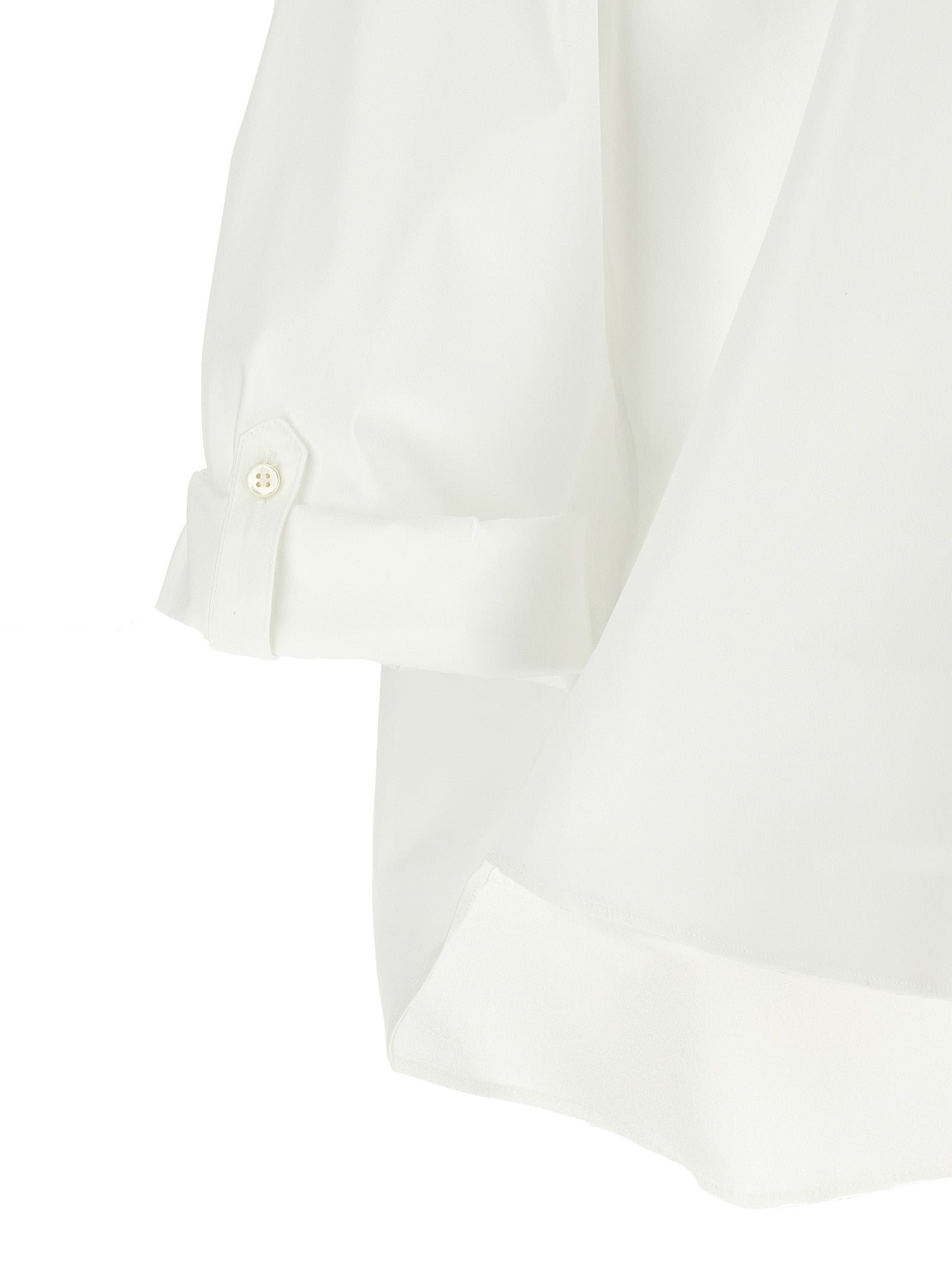 Blouse by Brunello Cucinelli for women in stretch polyamide cotton white & signature, featuring a nuanced and nuanced for a sophisticated finish.