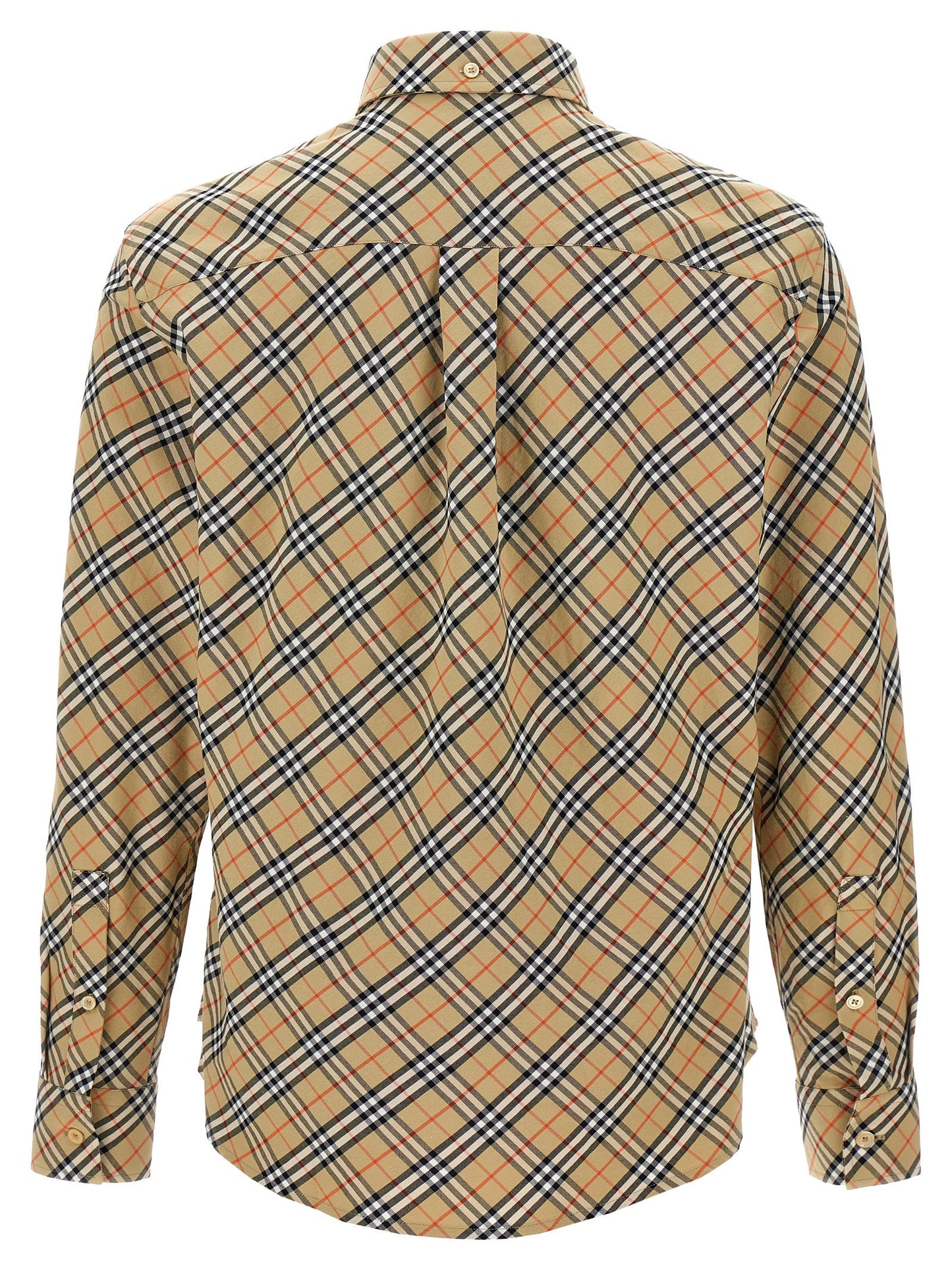 Shirt by Burberry for men in cotton beige & print showcases a sharp silhouette, elegantly detailed with a sharp and sharp .