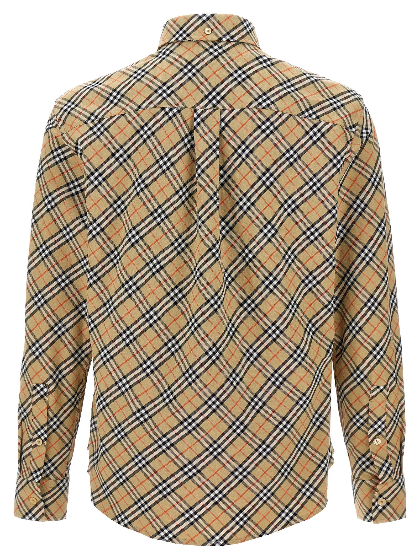 Shirt by Burberry for men in cotton beige & print showcases a sharp silhouette, elegantly detailed with a sharp and sharp .