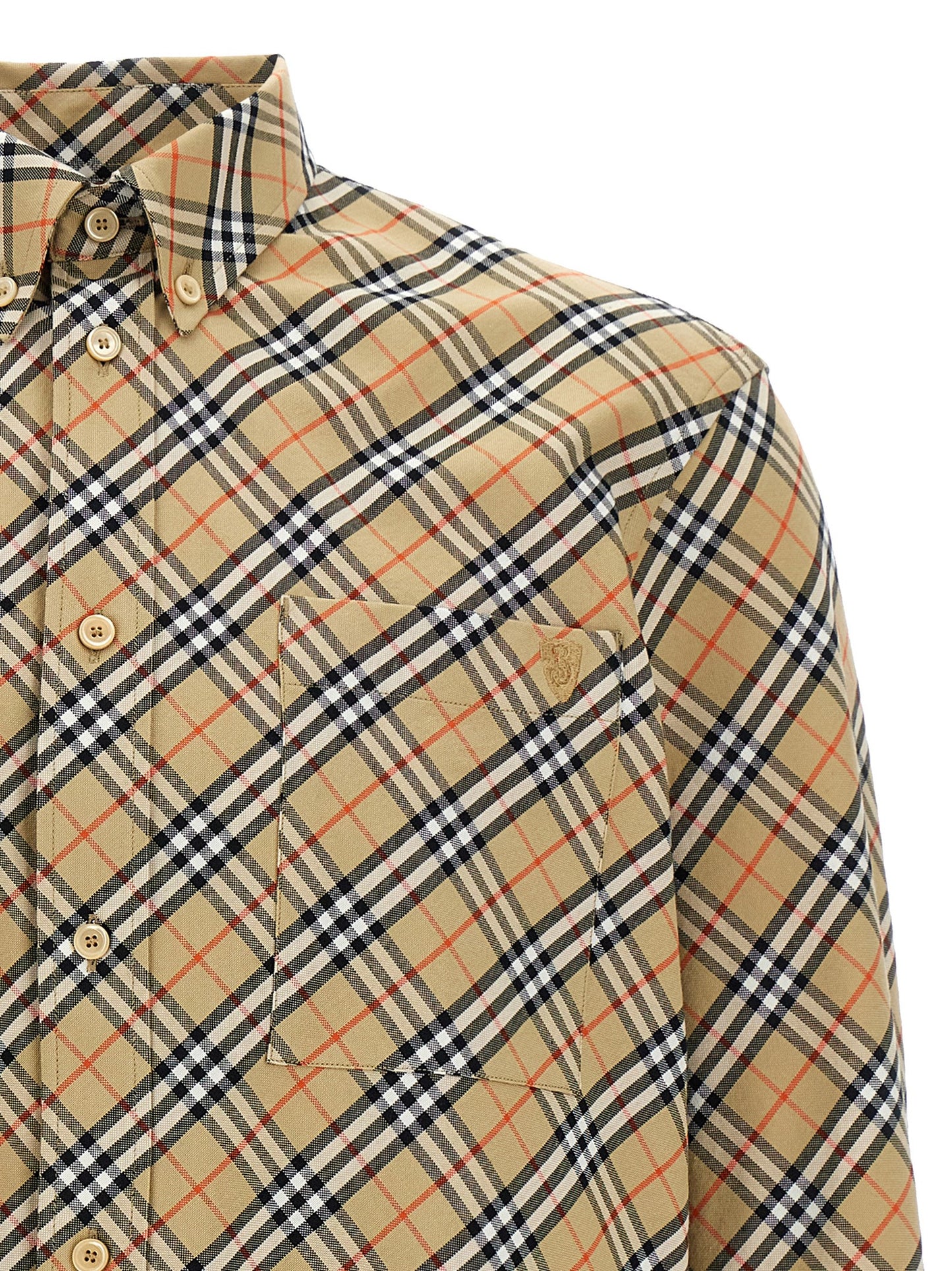 Shirt by Burberry for men in cotton beige & print features an polished silhouette, showcasing a sophisticated and detail for a truly polished finish.