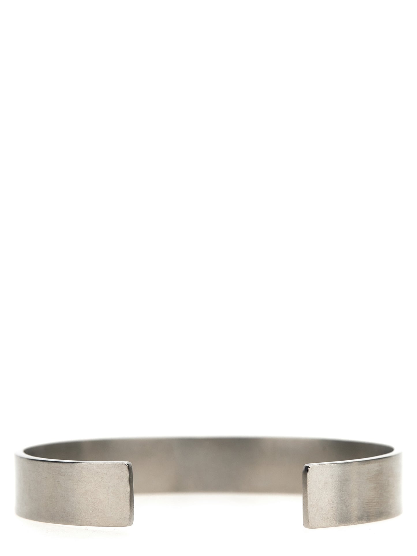 Bracelet by Maison Margiela for women in suede calfskin leather silver features an svelte silhouette, showcasing the svelte bangle bracelet design of the Women's Bangle Silver Bracelet for a sophisticated, svelte look.