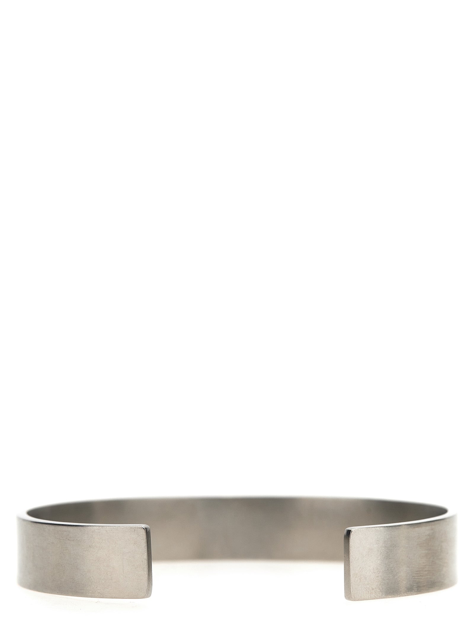 Bracelet by Maison Margiela for women in suede calfskin leather silver features an svelte silhouette, showcasing the svelte bangle bracelet design of the Women's Bangle Silver Bracelet for a sophisticated, svelte look.