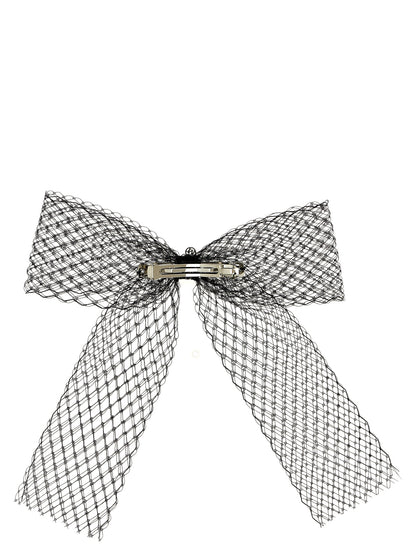 Hair Pin by Maison Michel for women in denim cotton black features an ornate design from the Polyester Hair Pin collection, showcasing an ornate aesthetic for a sophisticated look.