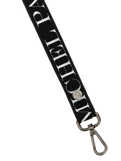 Keychain by Maison Michel for women in denim cotton bicolour, black & white showcases a sleek silhouette, detailed with a and finished with .