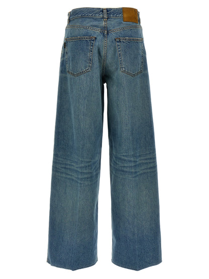 Jeans by Haikure for women in lyocell & denim cotton blue & signature features an sartorial straight & wide and long with a high rise cut for a sartorial finish.