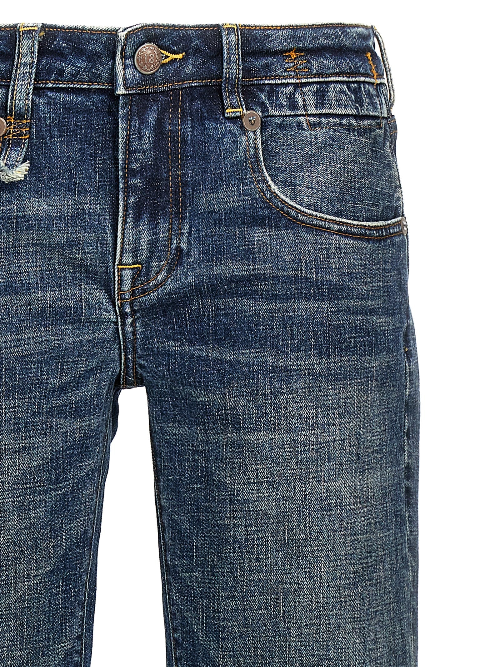 Jeans by R13 for women in denim cotton blue features a refined silhouette with a refined flared, defined by a low rise and a refined long for a refined finish.