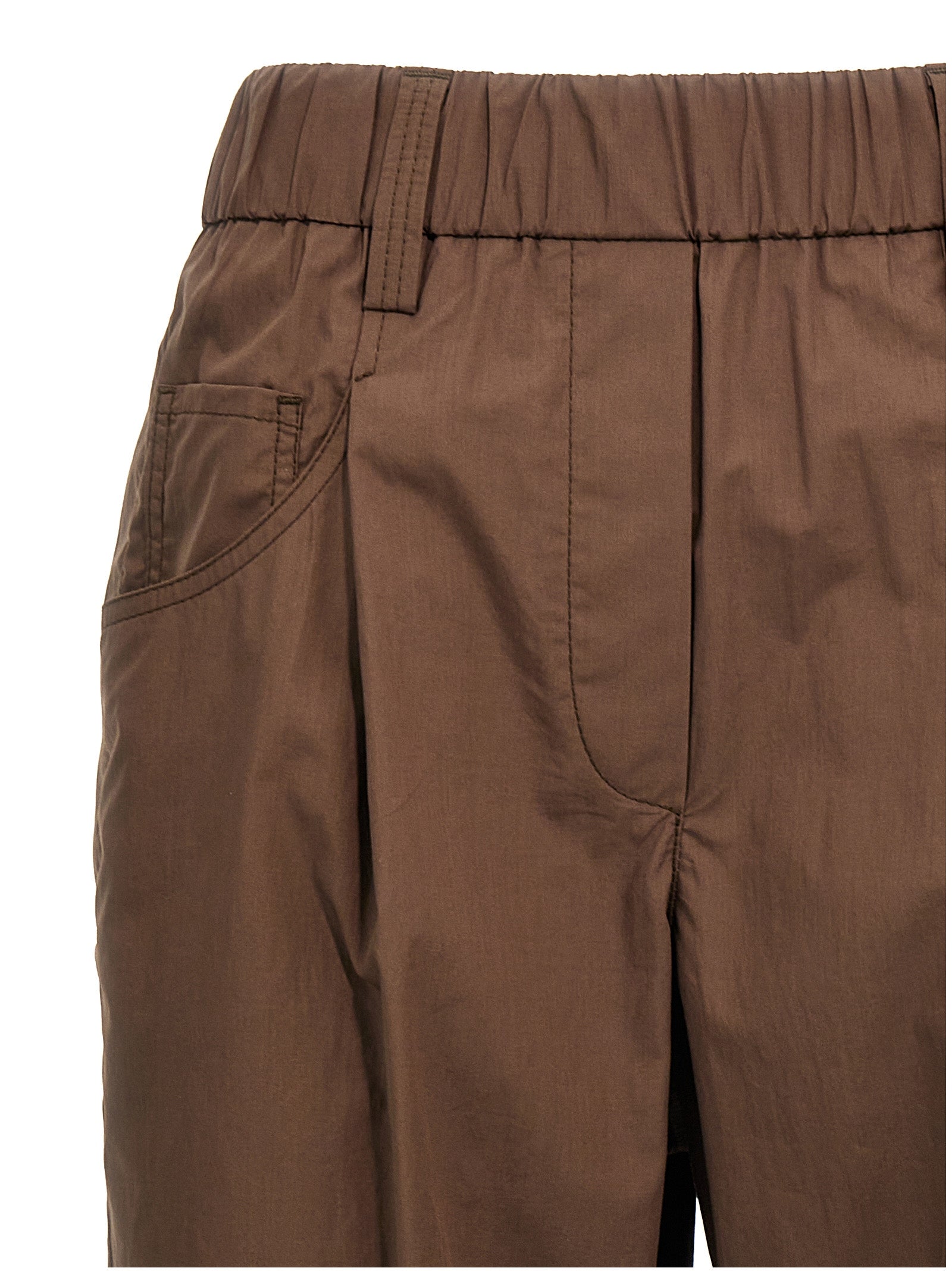 Casual Pants by Brunello Cucinelli for women in cotton brown features a refined silhouette with a refined straight-leg, defined by a and a refined long for a refined finish.
