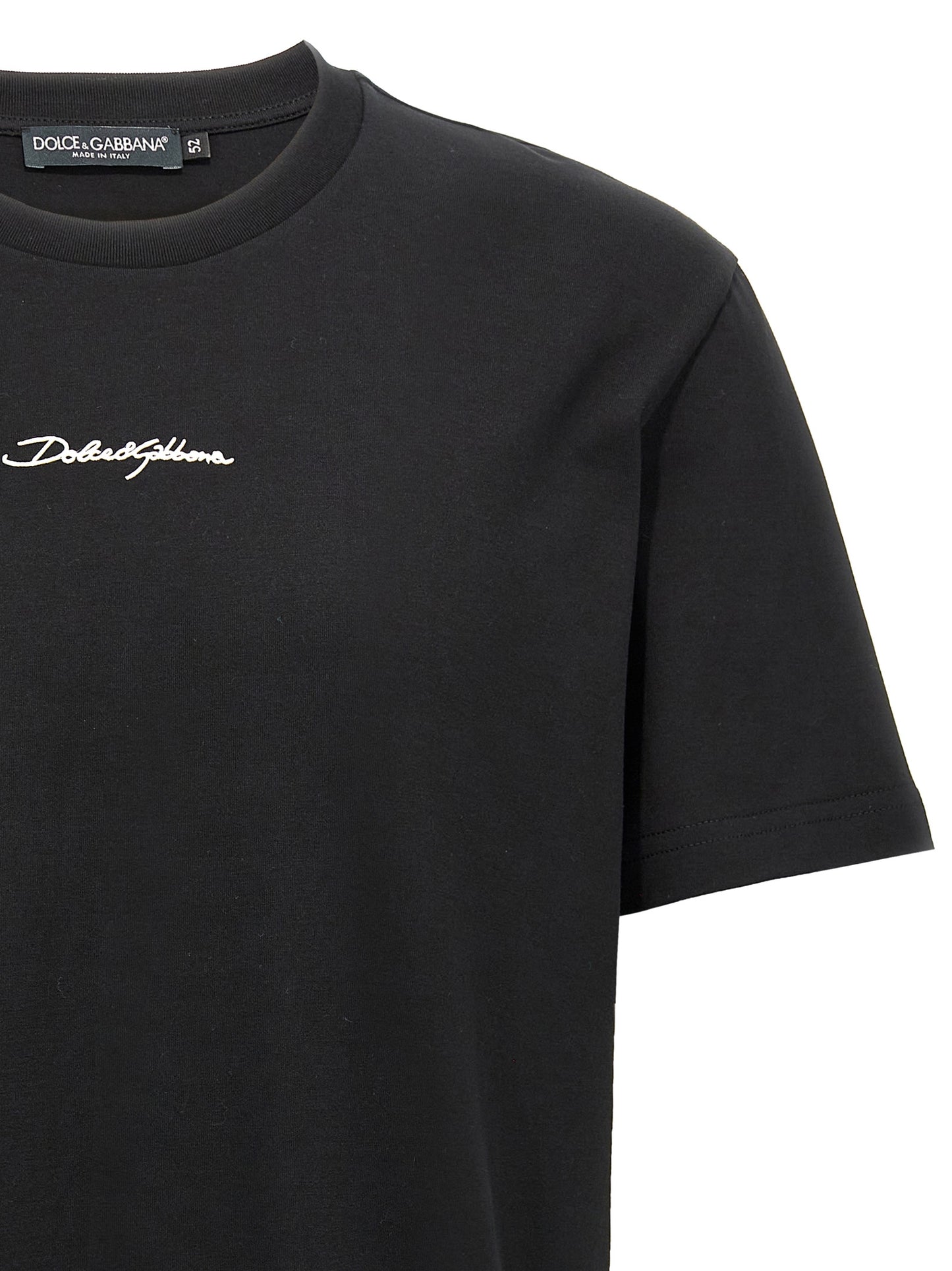 T-Shirt by Dolce & Gabbana for men in cotton black showcases a chic silhouette, artfully detailed with a chic crew neckline and for a chic finish.