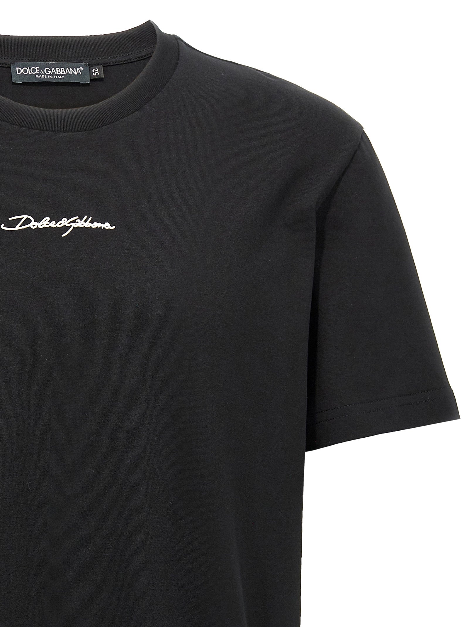 T-Shirt by Dolce & Gabbana for men in cotton black showcases a chic silhouette, artfully detailed with a chic crew neckline and for a chic finish.