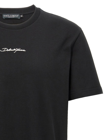 T-Shirt by Dolce & Gabbana for men in cotton black showcases a chic silhouette, artfully detailed with a chic crew neckline and for a chic finish.