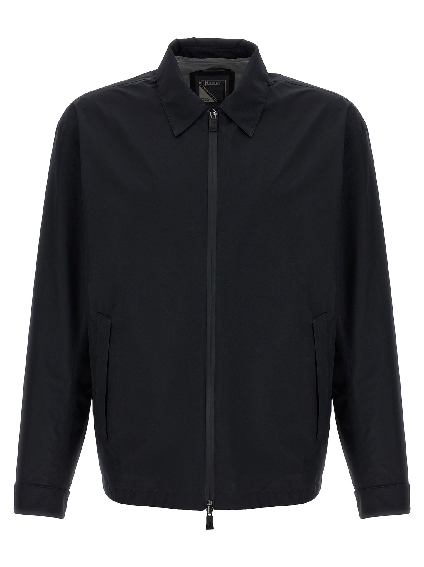 Windbreaker Jacket by Herno for men in polyester black showcases a modern silhouette, integrating windproof & pockets and a modern for a sophisticated finish.