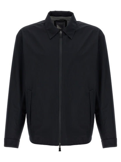 Windbreaker Jacket by Herno for men in polyester black showcases a modern silhouette, integrating windproof & pockets and a modern for a sophisticated finish.
