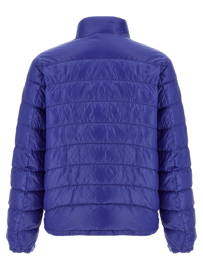 Hooded Overcoat by Moncler for men in nylon felt blue presents a luxurious silhouette, showcasing a luxurious hooded high-neck neckline and sophisticated pockets, hooded & insulated for a premium, luxurious look.