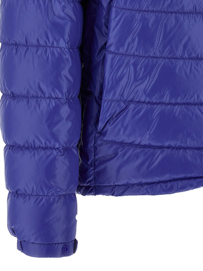 Hooded Overcoat by Moncler for men in nylon felt blue features a cosy chic silhouette, artfully detailed with a sophisticated and premium pockets, hooded & insulated for a cosy chic finish.