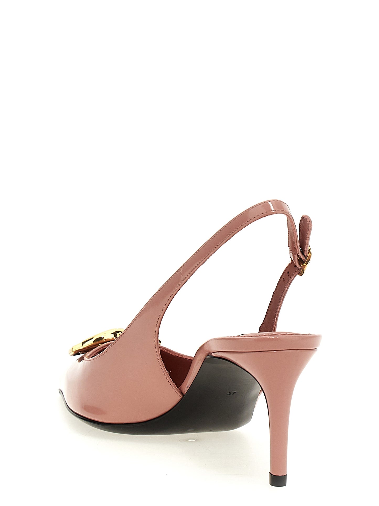 Mid-Heel Slingback Pumps Heels by Dolce & Gabbana for women in calfskin leather multicolor & pink features a effortless chic silhouette, showcasing the Women's Calfskin Leather Mid-Heel Slingback Pumps Heels design with a effortless chic mid-heel and pointed toe style for a effortless chic finish.