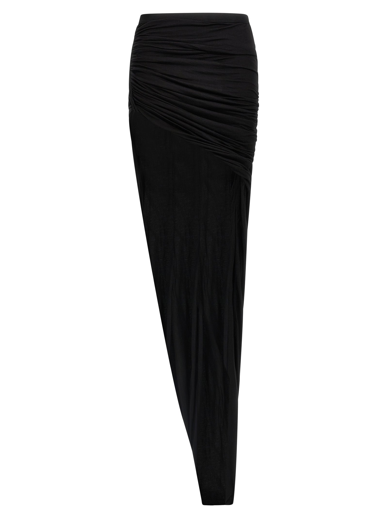 Skirt by DRKSHDW for women in cotton black showcases a sultry silhouette, elegantly defined by its mini and the sophisticated sultry design of the Women's Layered Cotton Mini Skirt.