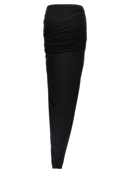 Skirt by DRKSHDW for women in cotton black features an tailored silhouette, artfully capturing the essence of Women's Layered Cotton Mini Skirt in a sophisticated mini.