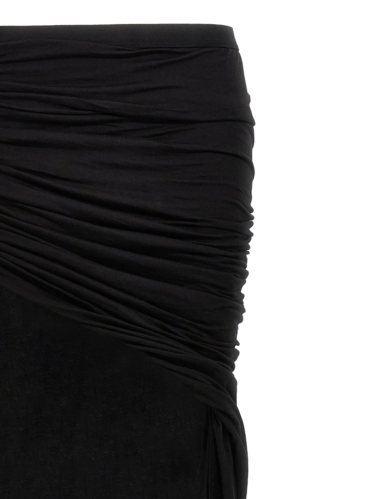 Skirt by DRKSHDW for women in cotton black features a captivating silhouette, showcasing the captivating Women's Layered Cotton Mini Skirt design with a sophisticated mini for a captivating look.