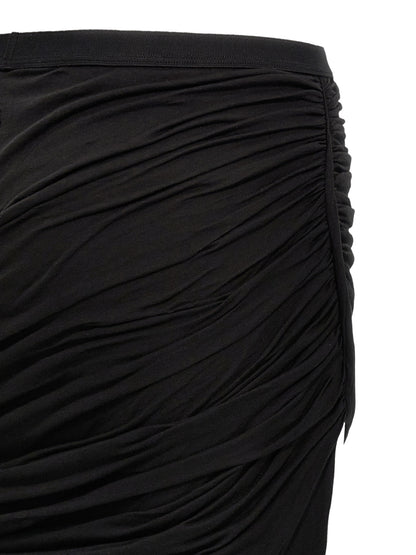 Skirt by DRKSHDW for women in cotton black features an relaxed-yet-refined silhouette that elegantly showcases the Women's Layered Cotton Mini Skirt design and sophisticated mini.