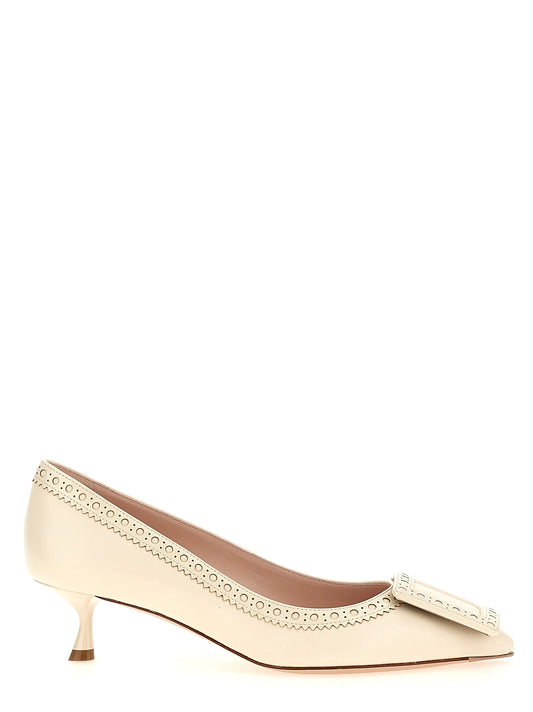 Mid-Heel Pumps Heels by Roger Vivier for women in lamb leather white showcases a exquisite silhouette, perfectly accentuating City Viv Women's Lamb Leather Mid-Heel Pumps Heels with a exquisite mid-heel and exquisite .