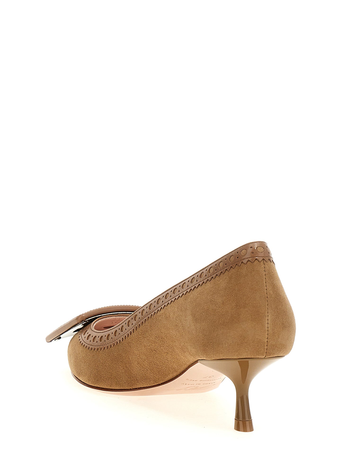 Mid-Heel Pumps Heels by Roger Vivier for women in suede goatskin leather and beige & signature showcases a effortlessly elegant silhouette as City Viv Women's Suede Goatskin Leather Mid-Heel Pumps Heels, featuring a effortlessly elegant mid-heel and a effortlessly elegant for an elegant look.