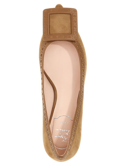 Mid-Heel Pumps Heels by Roger Vivier for women in suede goatskin leather beige & signature features an effortlessly chic silhouette from the City Viv Women's Suede Goatskin Leather Mid-Heel Pumps Heels collection, showcasing a mid-heel and effortlessly chic for a effortlessly chic look.