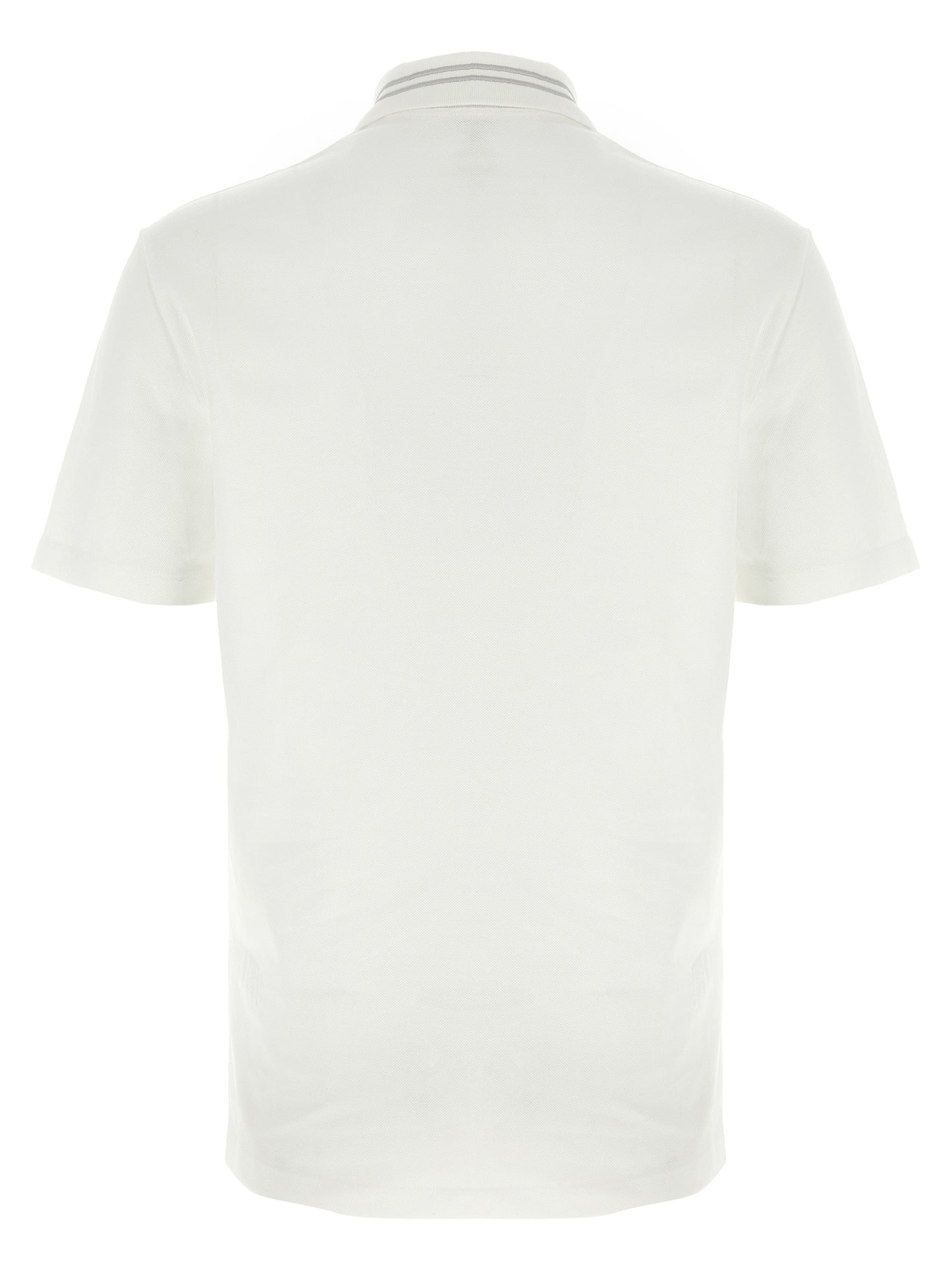 Polo Shirt by Versace for men in cotton white, signature & striped presents a crisp silhouette, artfully detailed with a crisp and crisp .