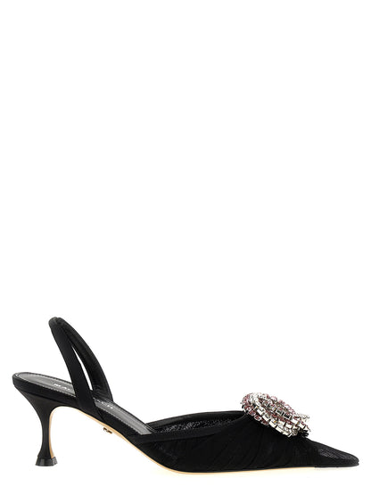 Mid-Heel Slingback Pumps Heels by MACH & MACH for women in polyamide black features a effortlessly chic Women's Polyamide Mid-Heel Slingback Pumps Heels design with a sophisticated mid-heel and elegant .