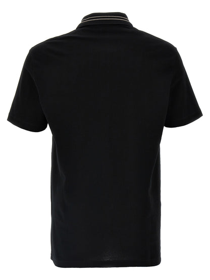 Polo Shirt by Versace for men in cotton black & striped presents a distinguished silhouette, showcasing a sophisticated and distinguished for a truly distinguished finish.