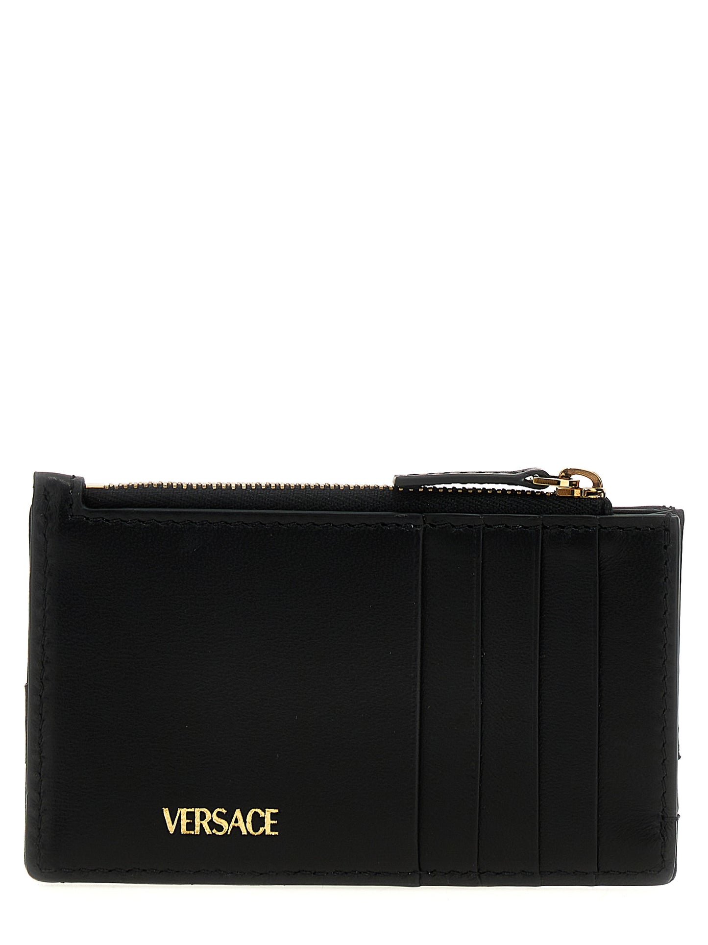 Cardholder Card Case by Versace for women in polyester & lamb leather black features a refined silhouette, showcasing the elegant lines of the Heart Medusa Polyester & Lamb Leather Cardholder Card Case alongside premium card-organization compact-design for a refined finish.