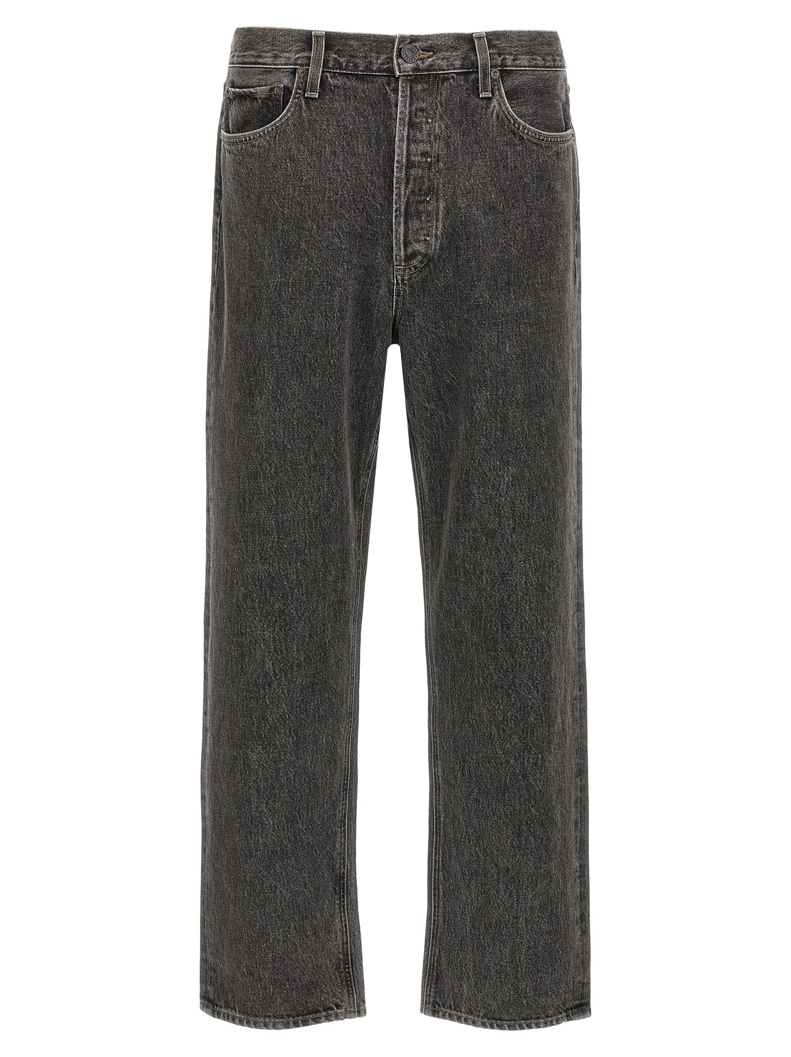 Jeans by Agolde for men in organic cotton denim gray features an refined tailoring silhouette, showcasing a premium straight-leg with a mid rise and long cut for a refined tailoring look.