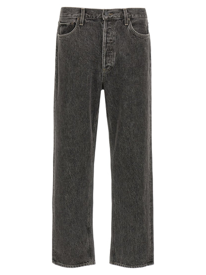 Jeans by Agolde for men in organic cotton denim gray features an refined tailoring silhouette, showcasing a premium straight-leg with a mid rise and long cut for a refined tailoring look.