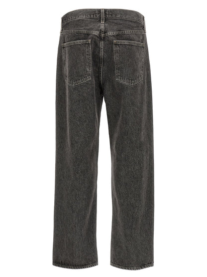 Jeans by Agolde for men in organic cotton denim gray features a polished silhouette with a polished straight-leg, reaching a polished long and finished with a polished mid rise.